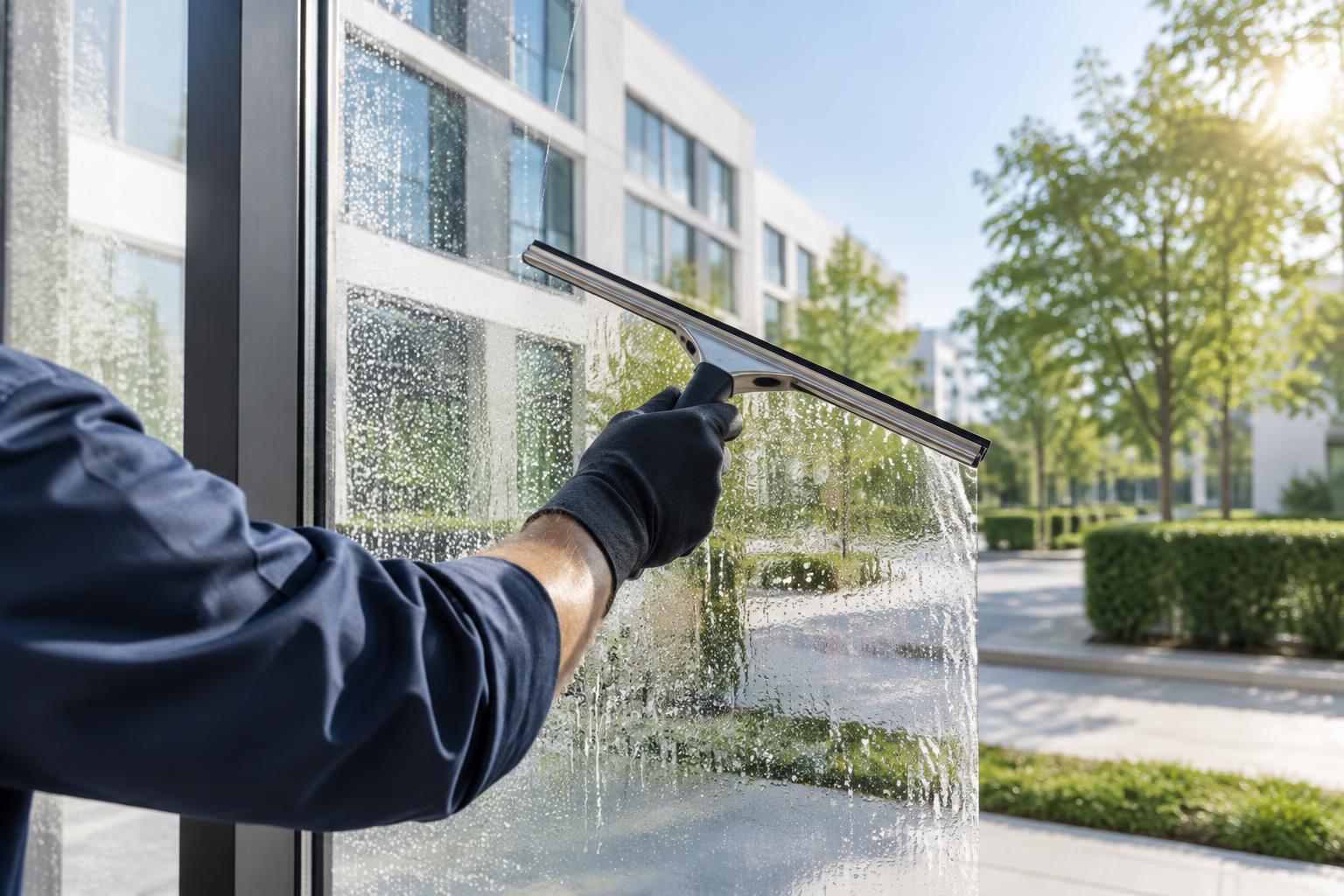 Fenster- & Glasreinigung – illustrative Arbeitsszene