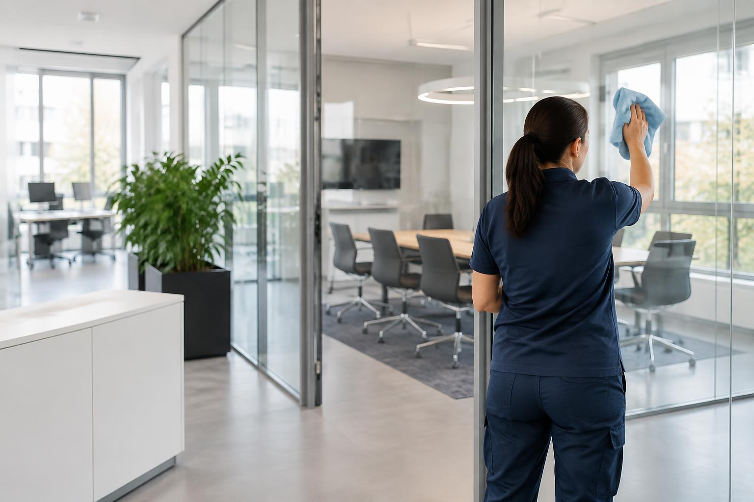 Büroreinigung – illustrative Arbeitsszene